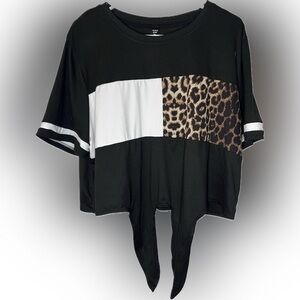 Leopard print knot top